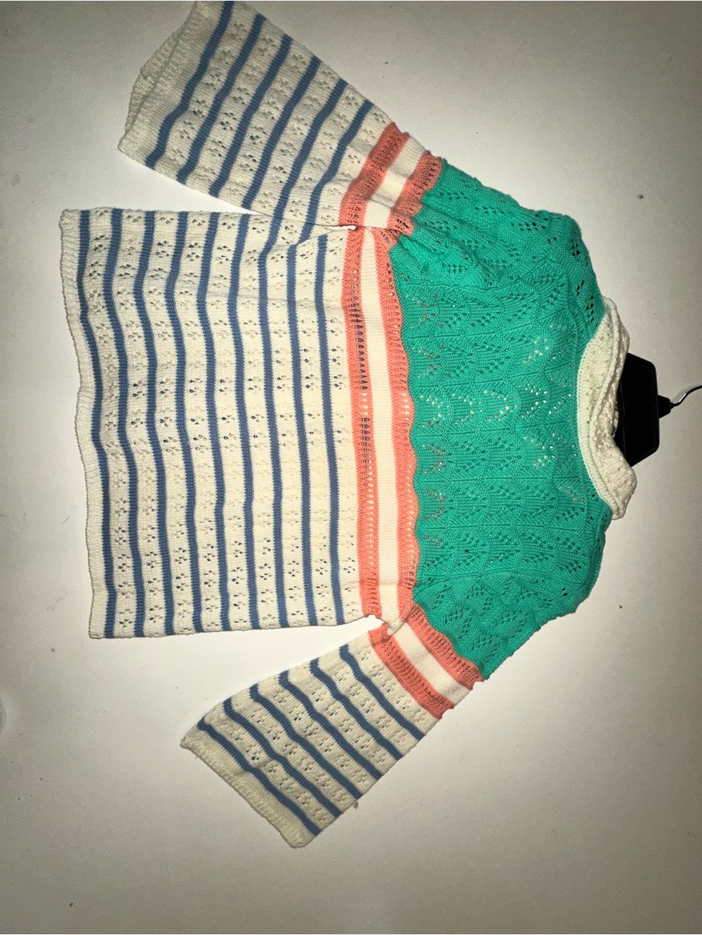 Finding Fox Tale Pleasantville Striped Knit Button-Up Cardigan Sweater Size 10 - Picture 7 of 7